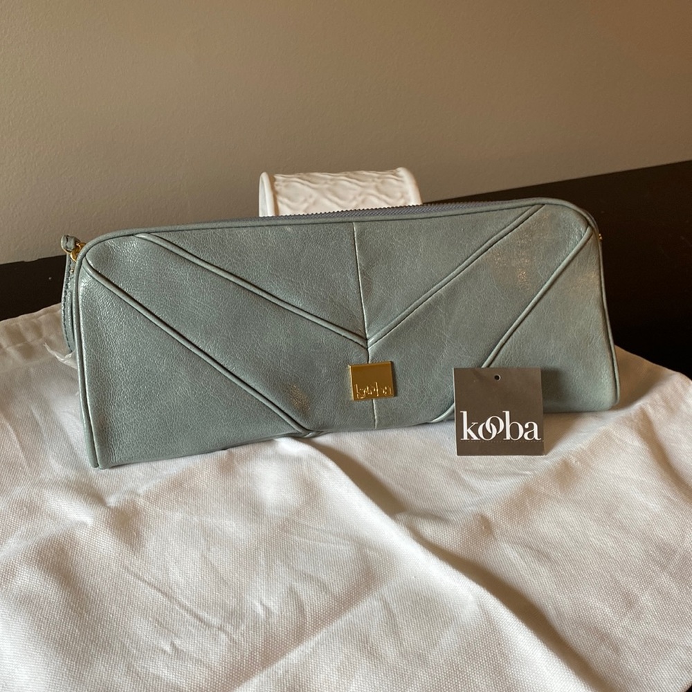 KOOBA FIONA LEATHER BLUE CLUTCH new with tags style S10340-73
